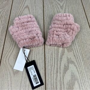 Jocelyn Women's Mandy Faux Fur Fingerless Knit Mittens OS Blush Pink $55